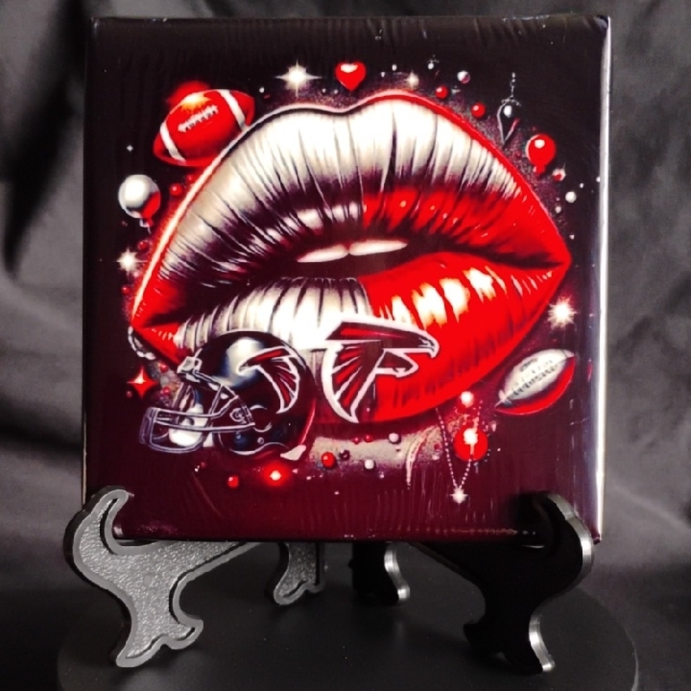 Hand Crafted Falcons Lips Art